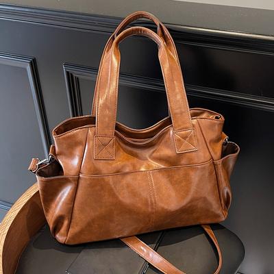 Dámská kožená taška tote s více kapsami přes rameno a crossbody, módní, s velkou kapacitou, denní kabelka