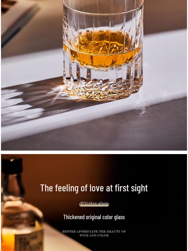 Handcarvat K9-kristallwhiskyglas - Lyxig Edo Kiriko Stjärnburst Design