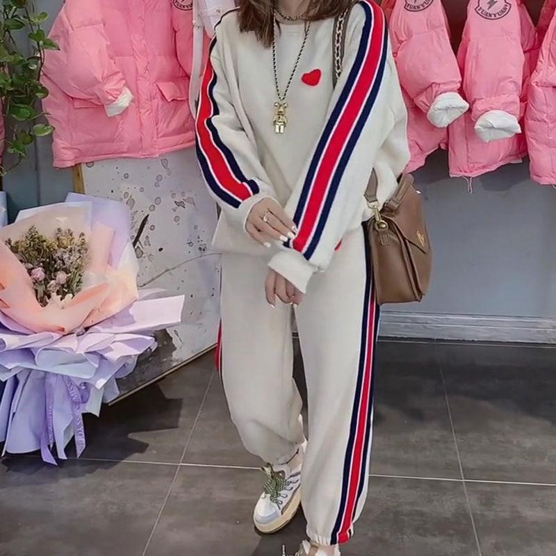 Women's Plus Size Casual Sports Set: 2025 Autumn/Winter Fashionable Loose Two-Piece for Commuting