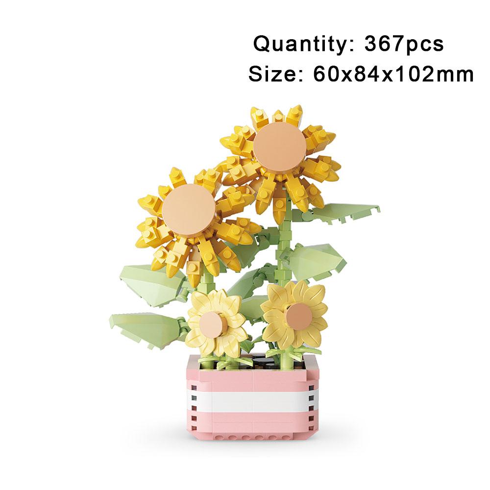 Creative Mini Block Baby Building Blocks Toy Flower Bouquet Block Set Assembly Micro 3d Building Bricks Toys For Kids Girl Gifts
