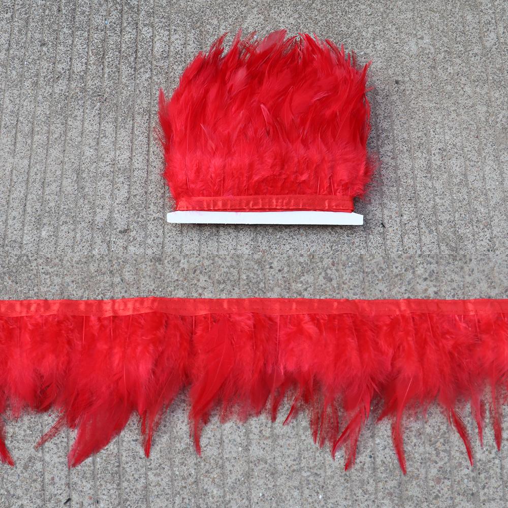 Feather5 10Meters Rooster Feather Trim 8-13CM Colored Chicken Feathers Ribbon  3-5" Saddle Pheasant Feathers Trim Fringe