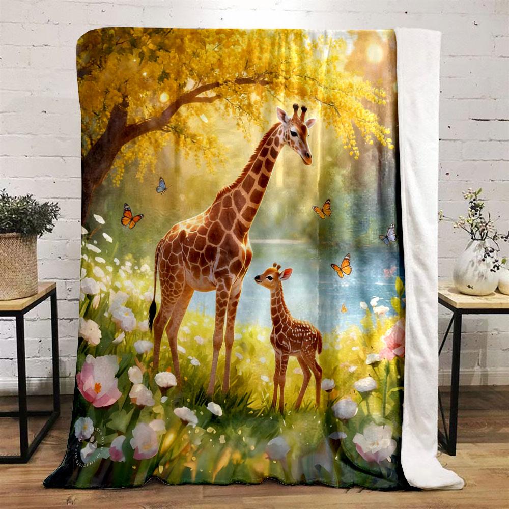 Multi-Size Animals full of warm maternal love Print Blanket, All-Season Multi-Use for Nap Camping Travel Car Sofa Luxury Gifts