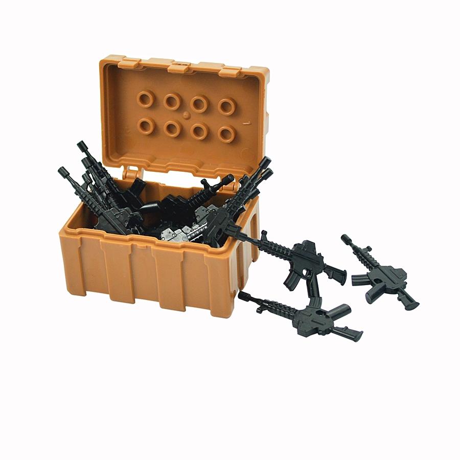 4Pcs WW2 Military Weapons Box Model Building Blocks Construction Toy Guns Case Bricks MOC SWAT Equipment Weapon Box for Kids