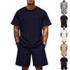 Men's Summer Jacquard Suit, Round Neck, Short-sleeved Shorts, Casual Two-piece Suit