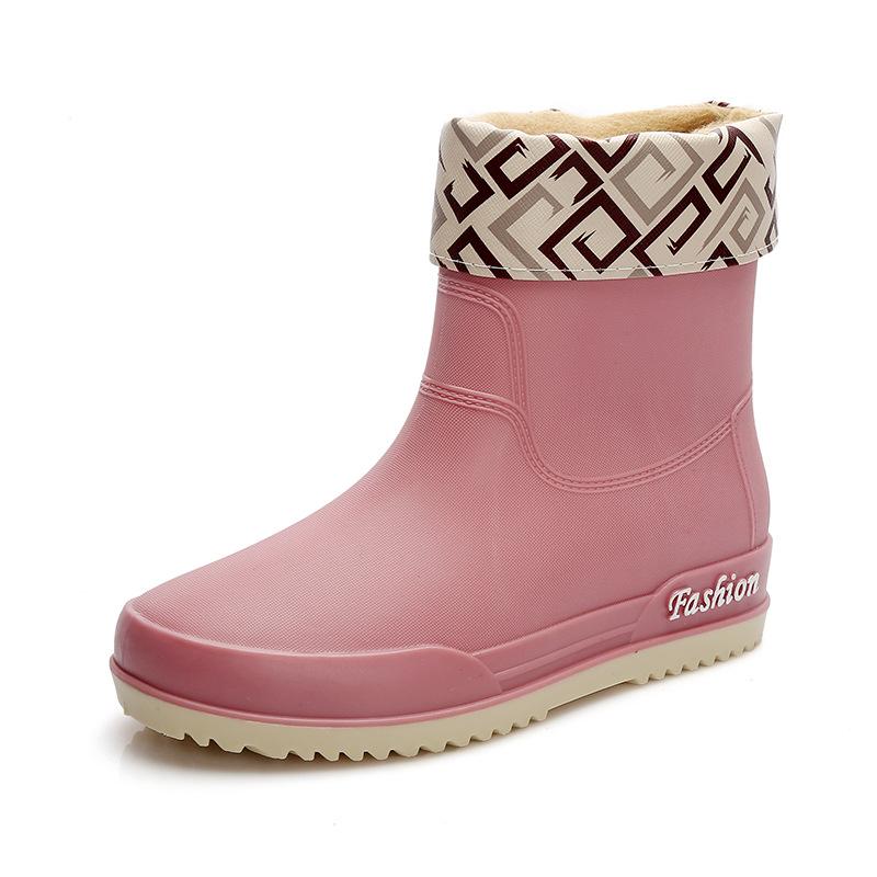 Fashion outer wear water shoes waterproof and non-slip rain shoes women's summer rubber shoes short tube sweet new velvet water boots rain boots