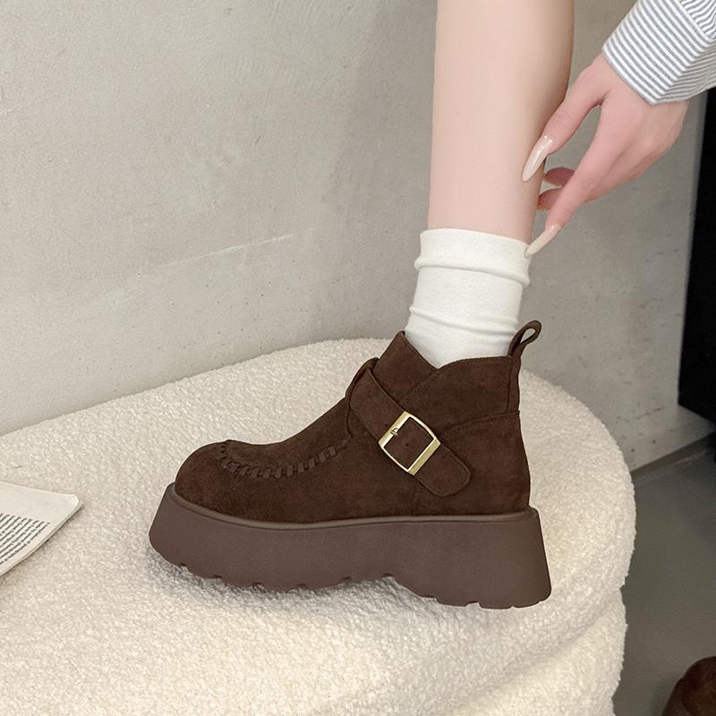 

Fashion Women Ankle Boots Flats Platform Shoes Suede Winter New 2025 Trend Casual Sneakers Fashion Snow Boots Walking Woman Botas Mujer 35