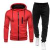New Cardigan Zipper Hooded Sweater Suit Comfortable Casual Sports Solid Color Men's Sweatpants