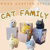 Cartoon Cat Ornament Home Desktop Car Interior Decoration Meow Wood Carving Style Resin Small Ornaments Original Creative Gifts