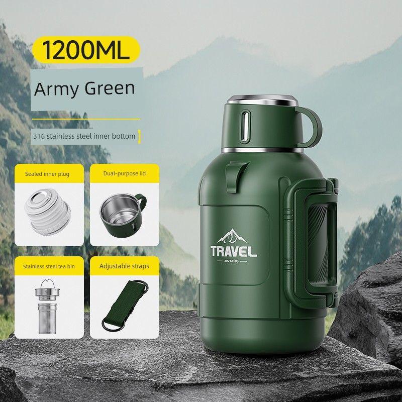 Short Stout Large Capacity Vacuum Cup Tea Water Separation Teapot 316 Stainless Steel Water Kettle Outdoor Car Kettle