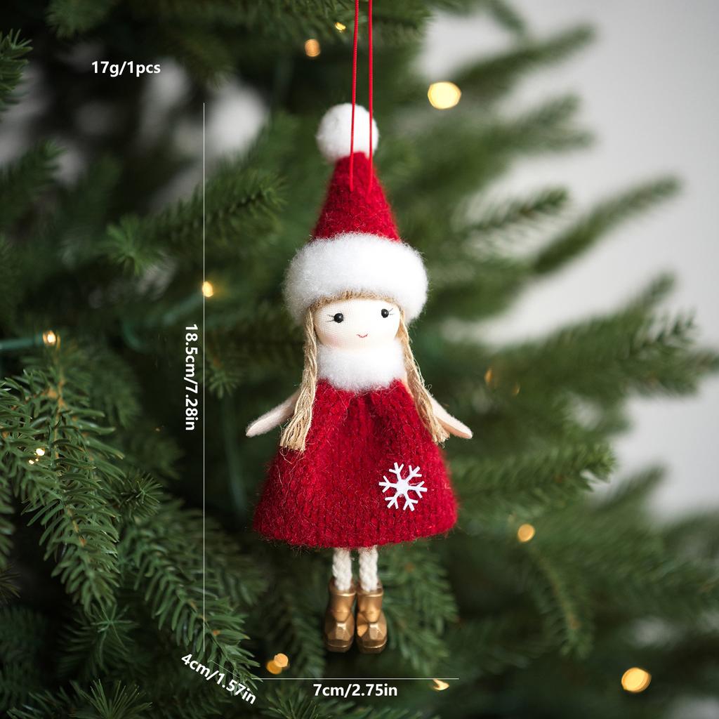 Sitting Elf Doll Angel Pendant Cute Little Girl Christmas Tree Ornaments Hanging Decorations Kids Children Day Gift