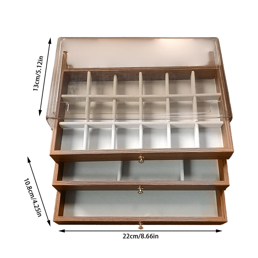 Light Luxury Jewelry Storage Box Multi-layer Walnut Wood Texture Jewelry Organizer Box Necklaces, Rings, Bracelets Storage Box