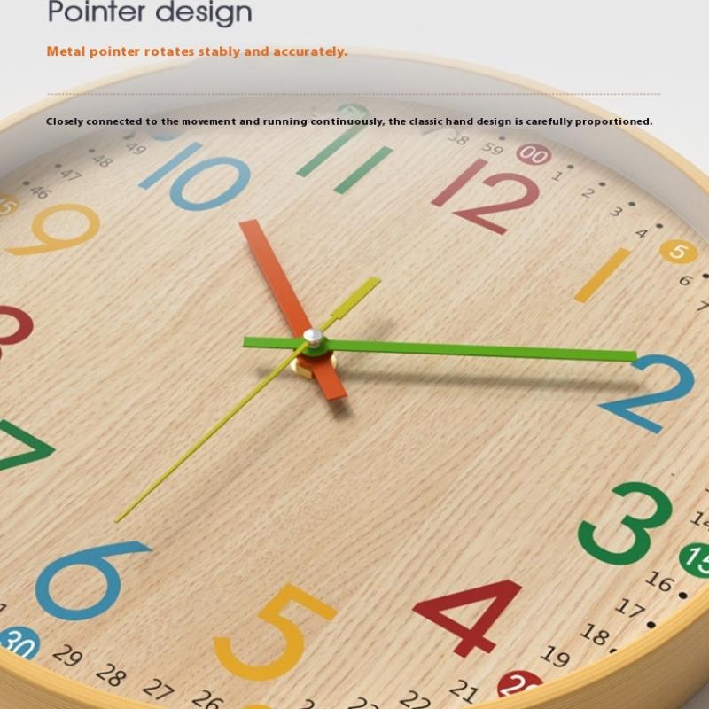 Stille Kinderwanduhr, 12 Zoll, nicht tickend, Quarz, batteriebetrieben, bunte Dekorationsuhr für Kinder, Kinderzimmer, Schlafzimmer