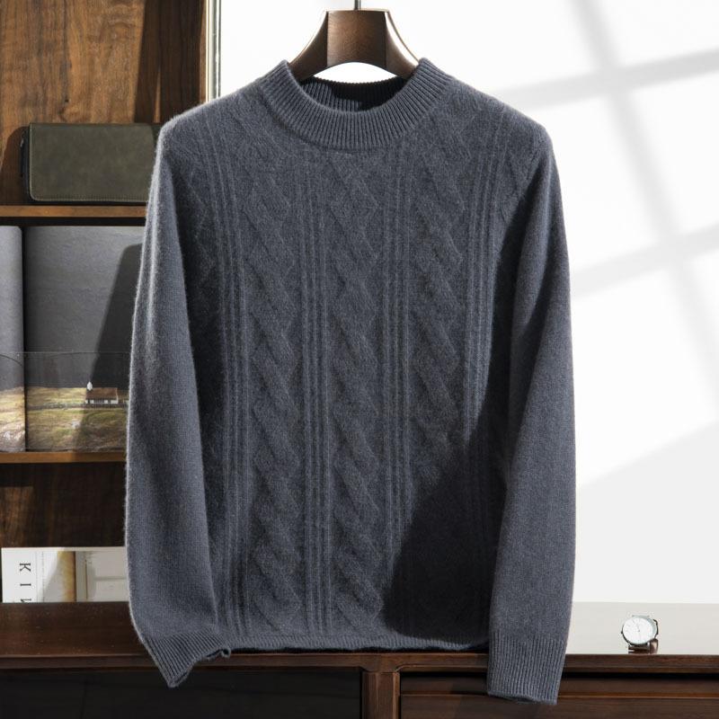 Cashmere Sweater Crew Neck Solid Color Twisted Sweater New Knitted Wool Long-sleeved Top