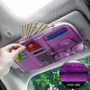 Car Sun Visor Organizer, Multi-Pocket PU Leather Sunglass Holder And Storage Pocket With Net Zipper, Card Sleeve Pocket Organizer, Auto Interior