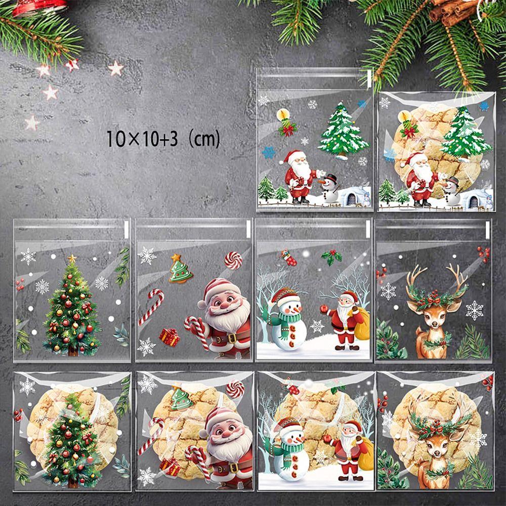 100PCS Snowman Christmas Candy Bag Plastic Packaging Cookie Bags Kids Gifts Packaging Bag  for Xmas