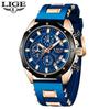 Montre - LIGE - QUIN1520 - Chronographe - Gel de silice - Sport - Bleu