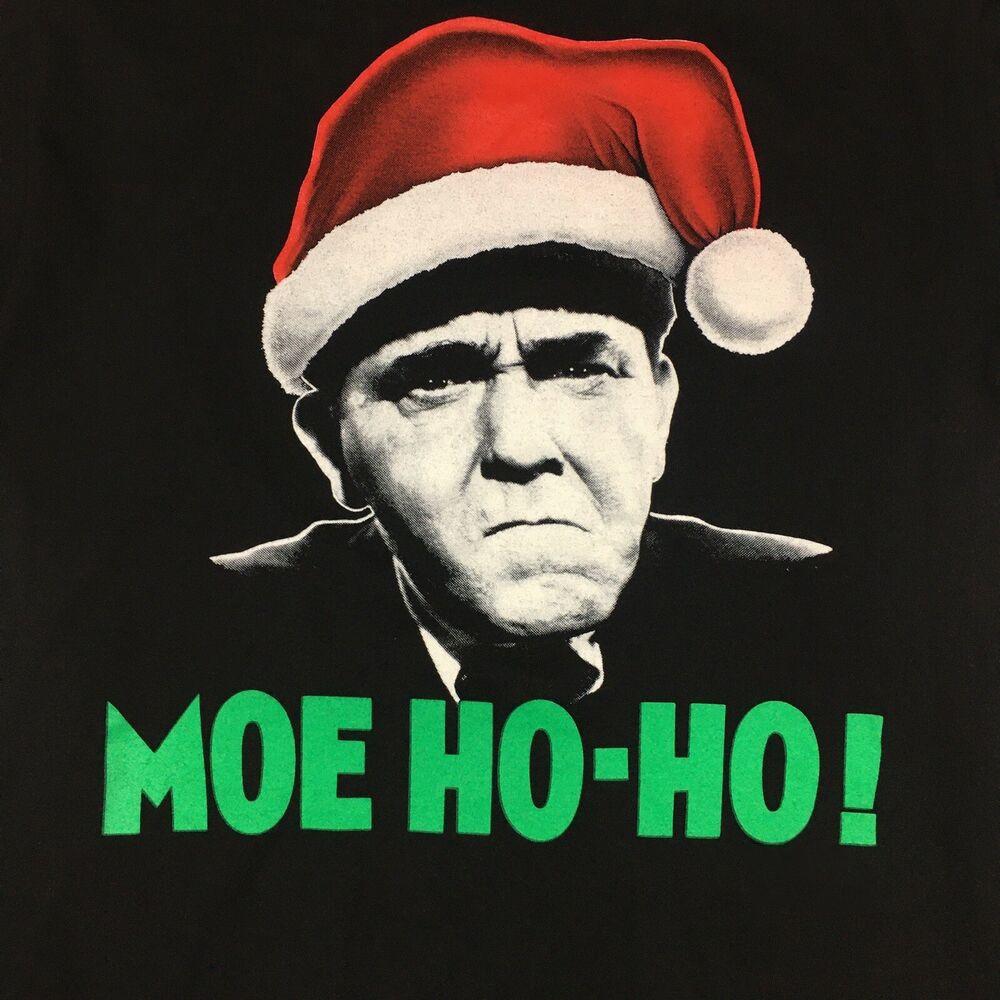 Vintage The Three Stooges Moe Ho-Ho Christmas Single Stitch Black T-Shirt IL0138 Unisex T-Shirt S