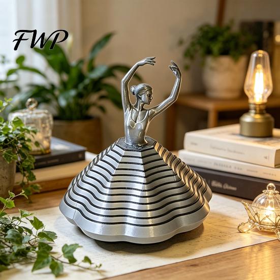 Artistic Fidget Spinner 3D Printed Spinning Ballerina Toy Ballet Dancer Expanded Sensory Office Desk Stress Reliever Whirling Spiral Relief for Adults