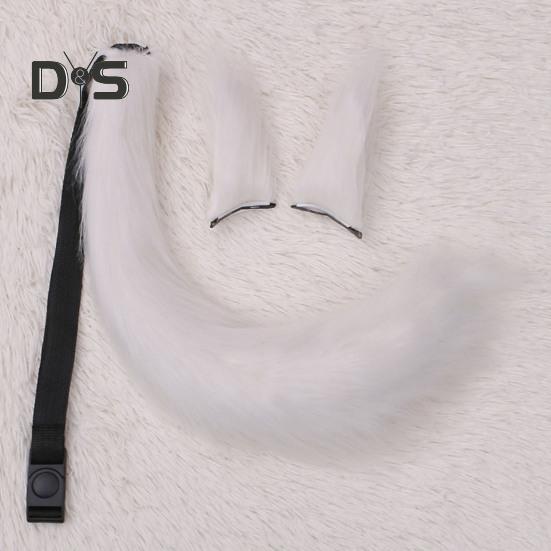 Fox Ears Tail Set Handmade Plush Animal Cosplay Props Realistic Design Role Play Halloween Party Accessories