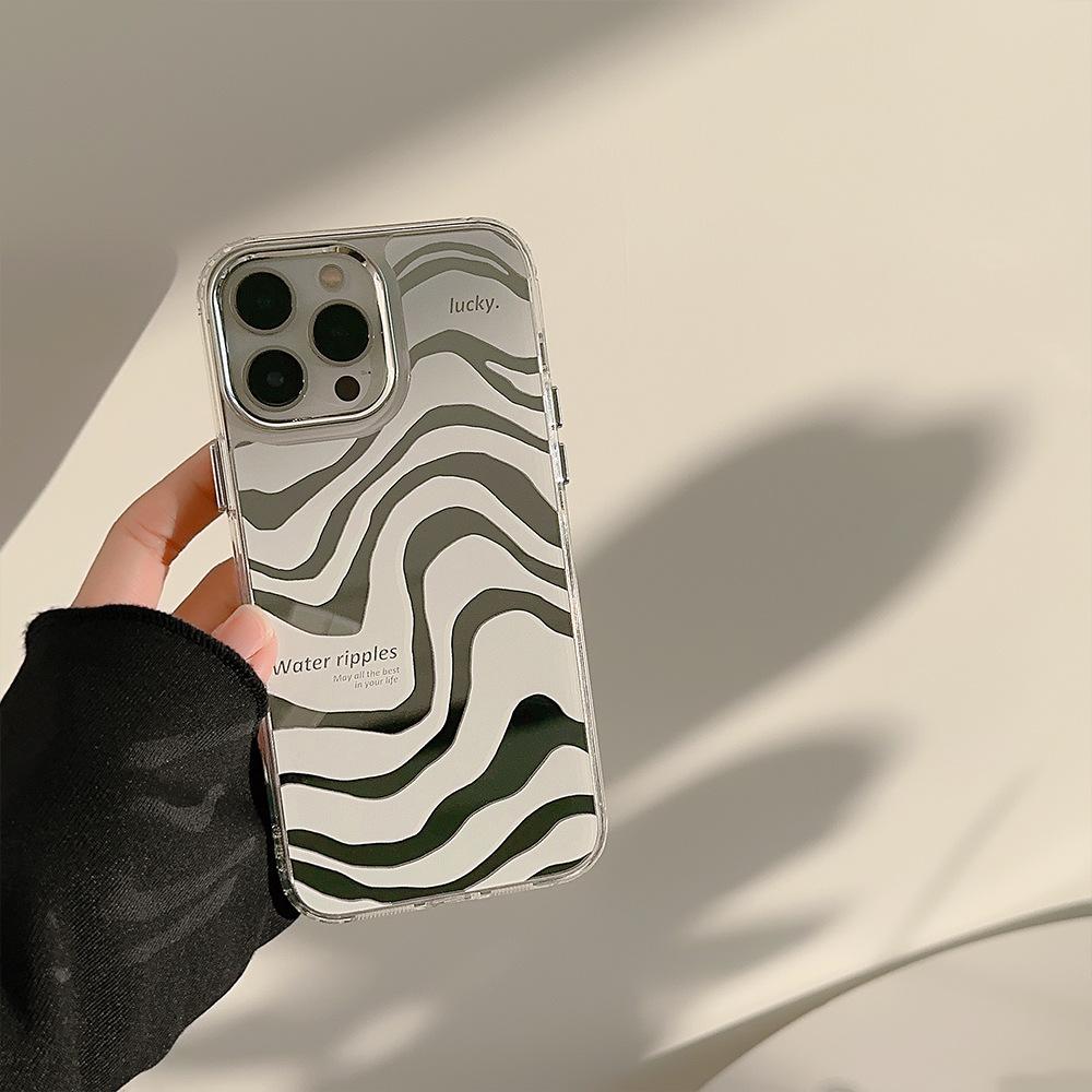 Abstract Mirror for IPhone16 for Apple Phone Case17promax Simple 13 Advanced 11 Make-up Mirror 12 Zebra Pattern