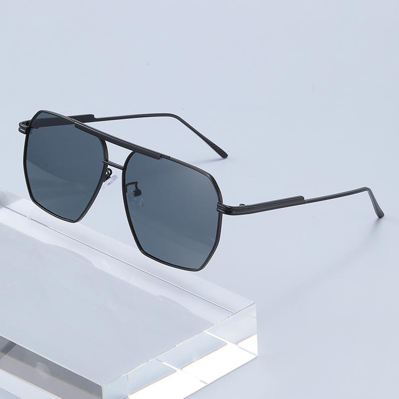 Fashionable Metal Glasses - New Double-bar Pilot Retro Sunglasses With Large Frames And Unique Style 2501