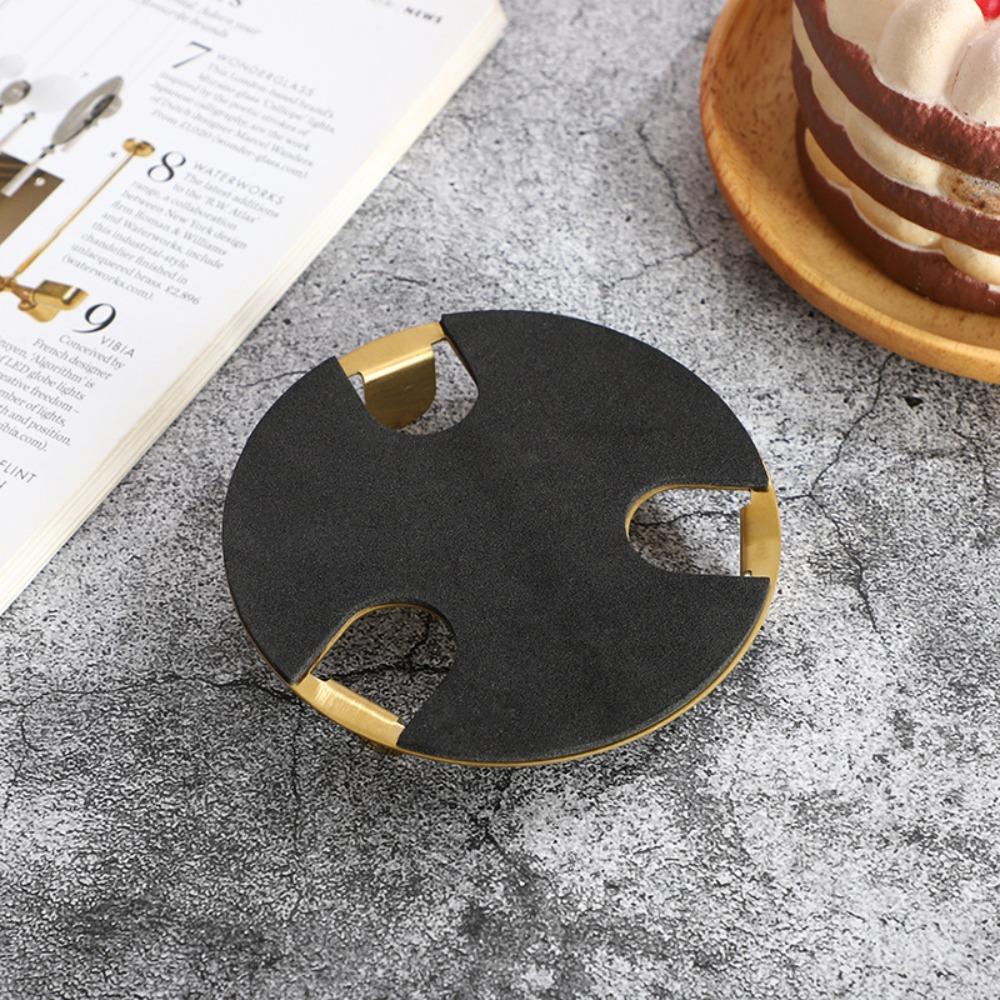 Scald-proof Gold Stainless Steel Coaster Set Round Mug Cushion Kitchen Gadgets Drink Pad  Tabletop