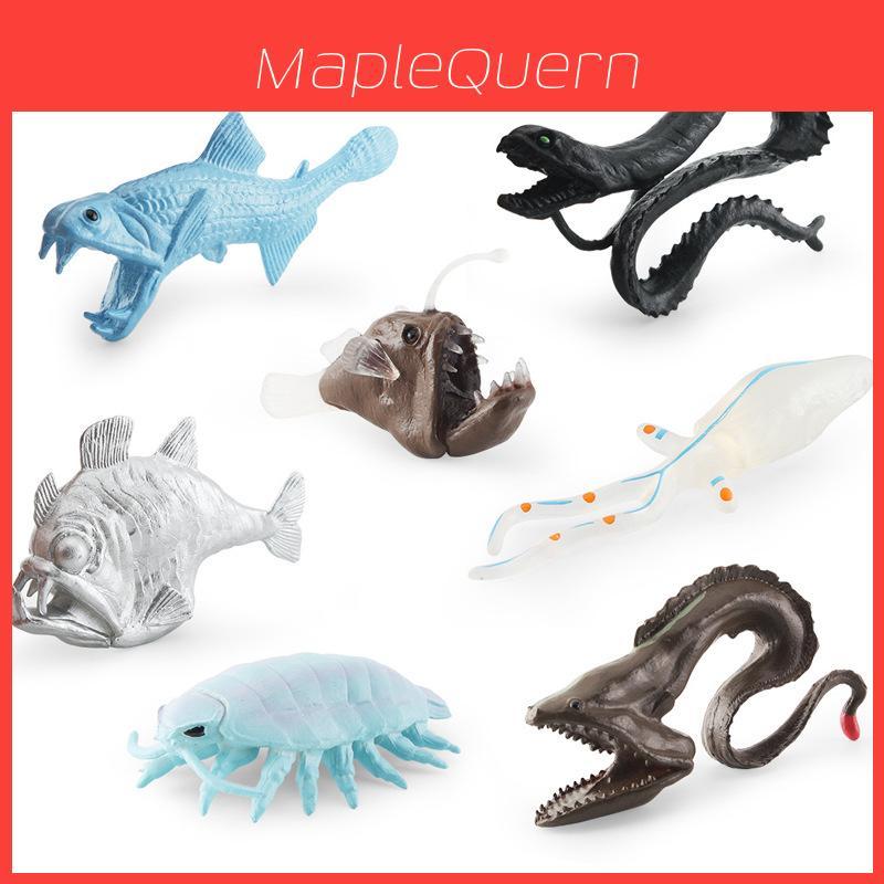 Realistic Pvc Static Model Of Wide Mouthed Fish Featuring Big Eye Squid And Lophius