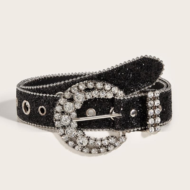 Adult Shinning Waist Belt Luxurious Pin Buckle Waist Belt Adjustable Length Full Diamond Rhinestone Belt for Nightclub