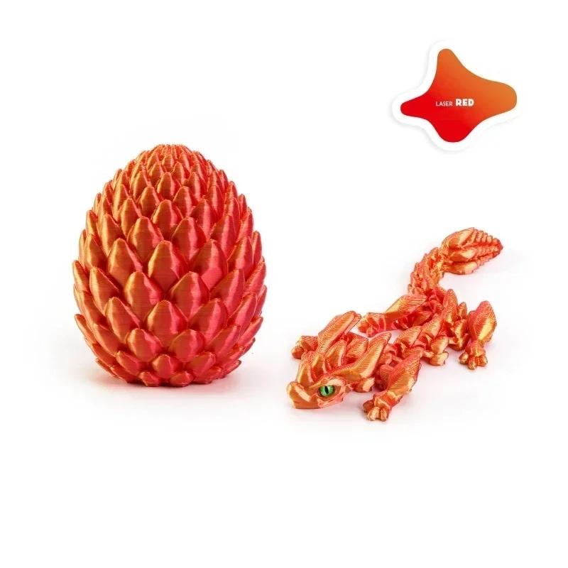 12cm 3D Printed Easter Eggs with Icy Crystal Mini Dragon Articulated Dragon Figure Easter Basket Stuffers Party Favors for Kids
