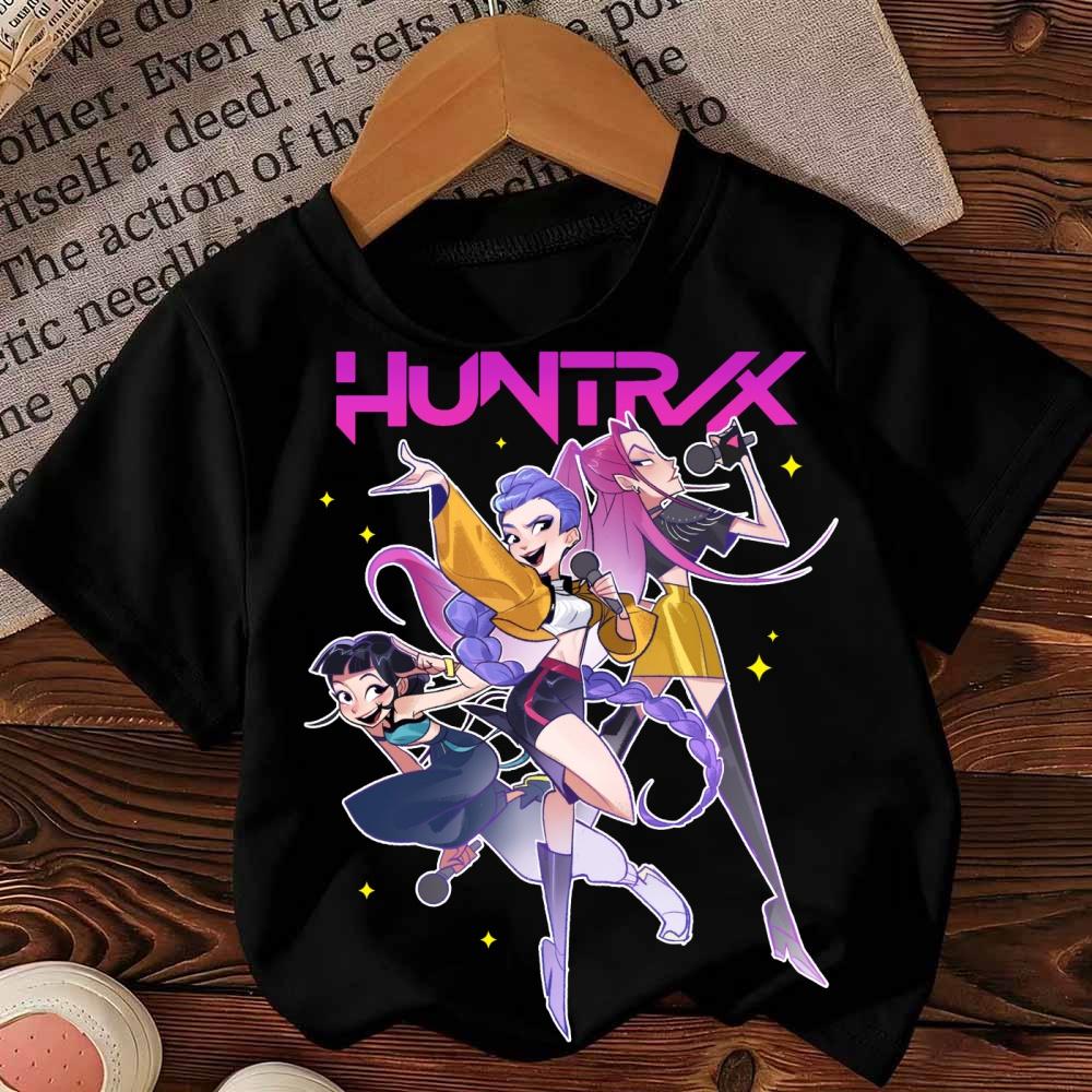 Harajuku Child Clothes Fashion Kids T-Shirt Girls Boys Clothing Kpop Demon Hunter HuntrX Graphic Short Sleeve Tees Tops/