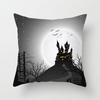 New Halloween Black and White Skull Pumpkin Printed Peach Leather Velvet Pillowcase Sofa Office Cushion Cover