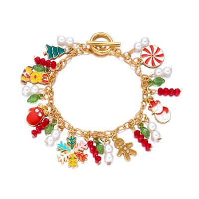 Creative Christmas Metal Chain Bracelet for Women Christmas Tree Snowflake Santa Claus Bell Bracelet Xmas Holiday Party Jewelry
