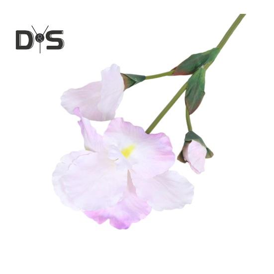 Artificial Iris Branch with Stem Green Leaves Home Wedding Party Faux Flower Floral Arrangement Indoor Outdoor Decoration Photo Props