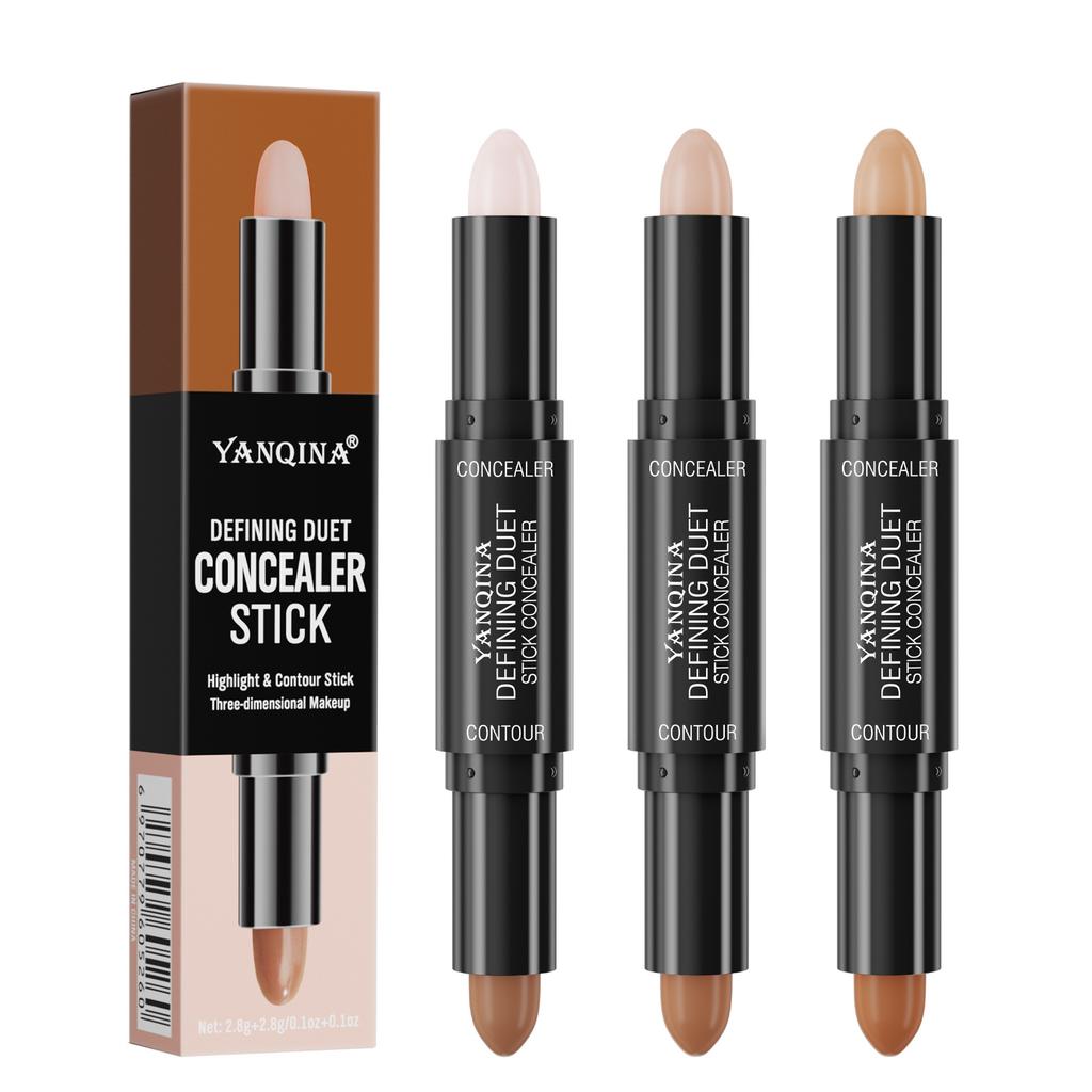 New Double-Ended Dual-Purpose Grooming Stick, Nose Shadow, Highlight And Brighten, Waterproof And Natural Three-Dimensional Concealer Pen