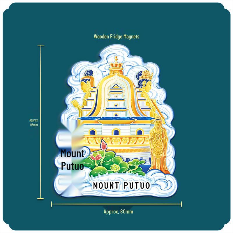 Putuoshan Kulturelles Souvenir Kühlschrankmagnet - Malerisches China Metalldekoration