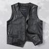 First Layer Cowhide Leather Vest Men's Pure Leather Vest Slim Fit Tooling Sleeveless Leather Jacket V-neck Vest