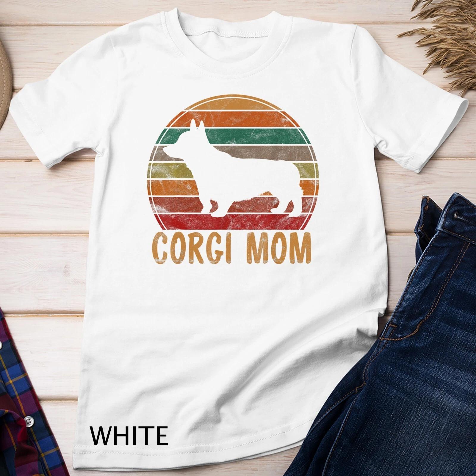 Retro Corgi Mom Gift Dog Mother Pet Welsh Corgi Mama T-Shirt Unisex T-shirt L