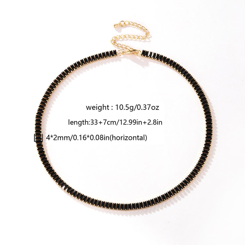 HipHop Black Crystal Iced Out Cubic Zirconia Tennis Necklace For Women 18K Gold Plated Hippie Bridesmaid Jewelry