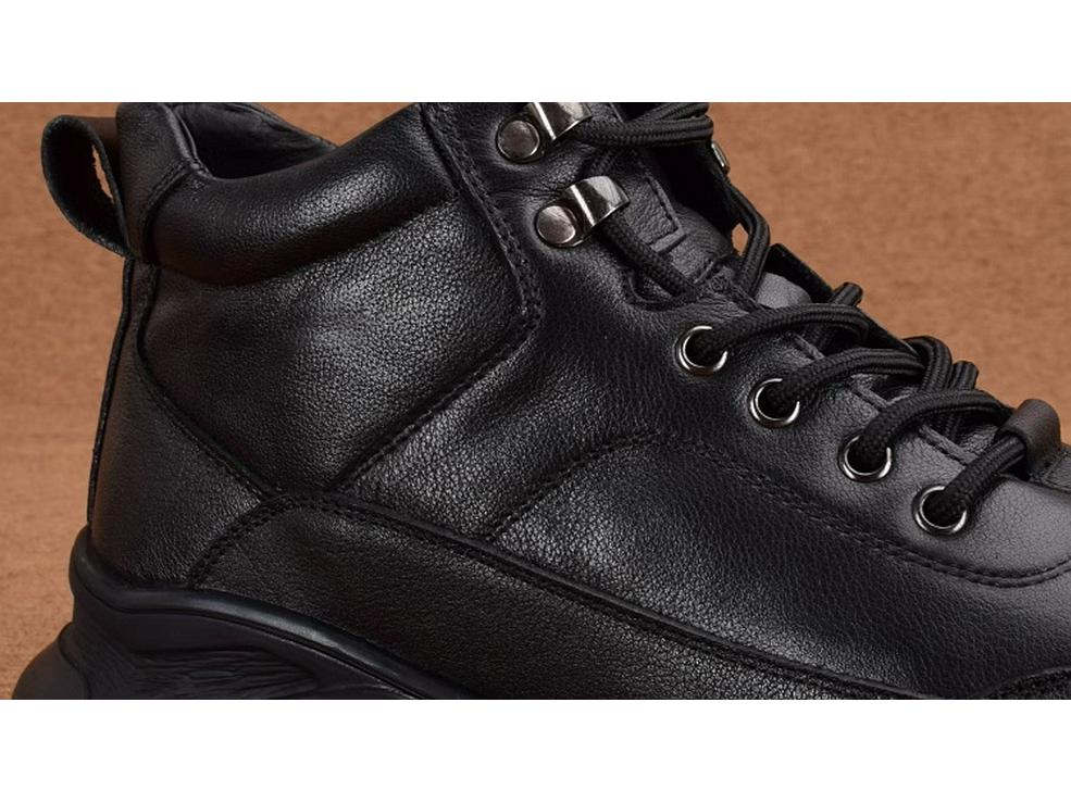 Pánské ležérní boty s vysokým svrškem z pravé kůže: Protiskluzové, Silná podrážka, Hřejivá sametová podšívka, Ideální na zimu a ven