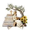Scultura Decorativa Minimalista per Scaffale, Statuetta in Legno di Ragazza che Legge, Statua Stabile in Stile Pastorale, Statuetta da Scrivania per Decorazione di Librerie, Guarigione Artistica