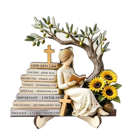 Scultura Decorativa Minimalista per Scaffale, Statuetta in Legno di Ragazza che Legge, Statua Stabile in Stile Pastorale, Statuetta da Scrivania per Decorazione di Librerie, Guarigione Artistica