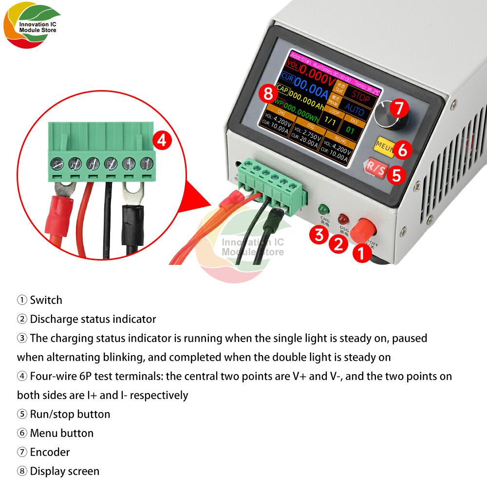 BT150W DC 12V/1A 2.4-inch TFT Color Screen Electronic Load Tester Battery Capacity Switch Charger Tester