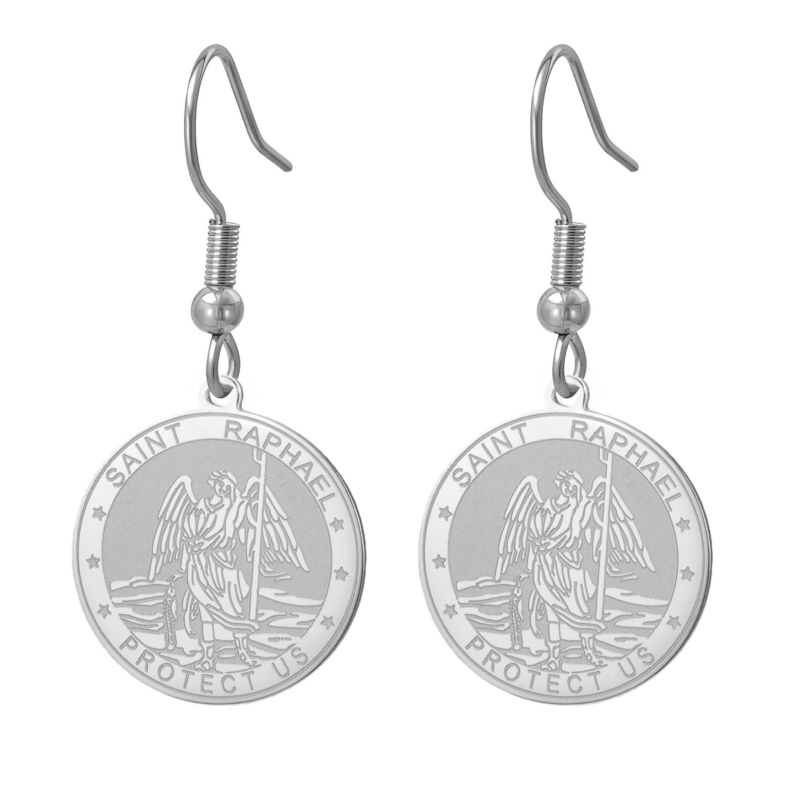 

LIKGREAT Archangel Raphael Earrings for Women Spiritual Gift or Protection Healing Travel Safe Jewelry Stainless Steel Accessory