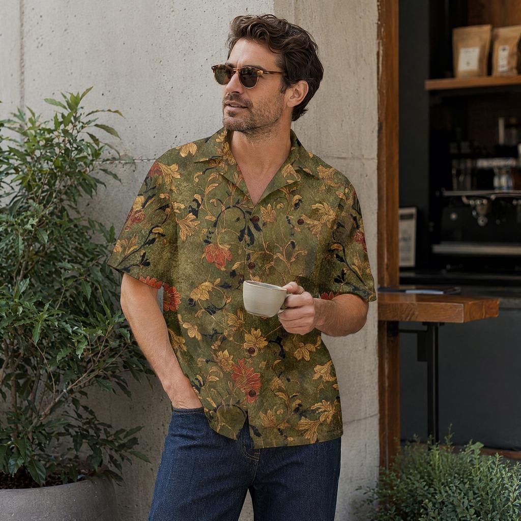 Men's Casual Short Sleeve Shirt Linen Cotton Blend Turn Down Collar Lightweight Breathable Summer Spring Top