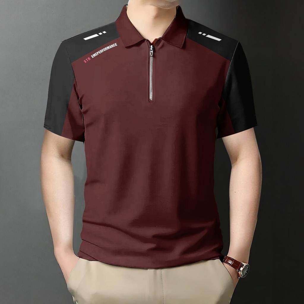 Business Zipper Men's Polo Shirt Casual Versatile Men's Shirt Workplace Basic Shirt Male