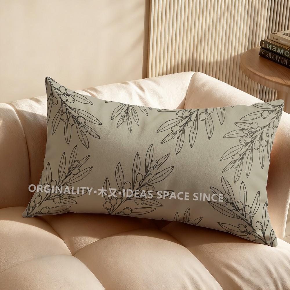 Olive Branch Pattern Pillowcase Suitable For Sofa Bedroom Car Pillow Cover Cushion Rectangular Back Cushion
