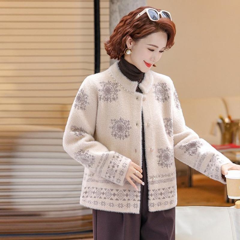 Women's autumn and winter new imitation mink velvet jacket medium and old women's top