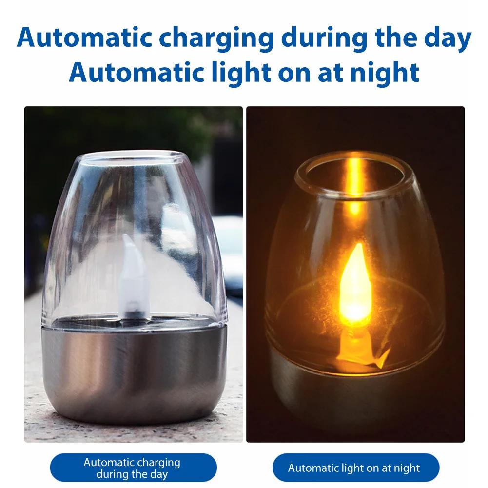 1-6PCS LED Stainless Steel Solar Candle Lights Outdoor Patio Garden Solar Lamp Lawn Deck Decorative Night Lights Solar Lantern