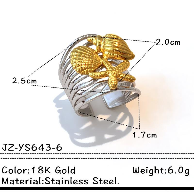 

Stainles Steel Multi Layer Lines Hollow Rings for Women Men Geometric Gold Color Heart Star Wide Opening Rings Jewelry