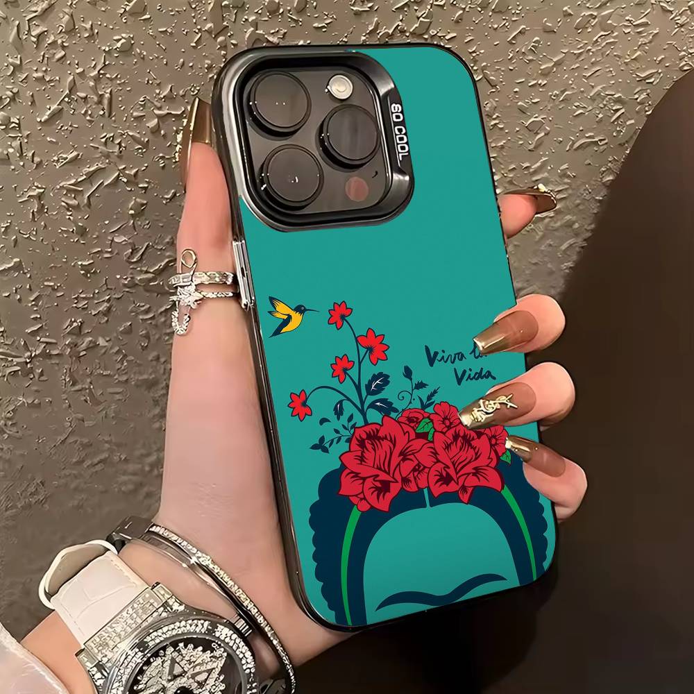 Θήκη Κινητού F-Frida-s K-Kahlo-g Art Για iPhone 17,16,15,14,13,12,11 Plus,Pro Max,XS,Χρωματιστή ασημί θήκη κινητού